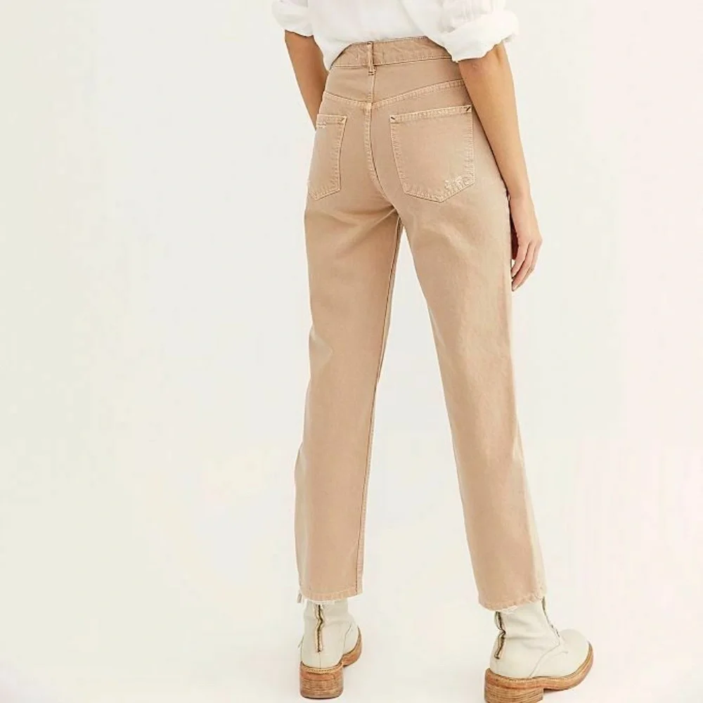We the Free Free People Dakota Straight Leg Jeans Women 30 Cafe Au Lait Beige - Picture 2 of 8